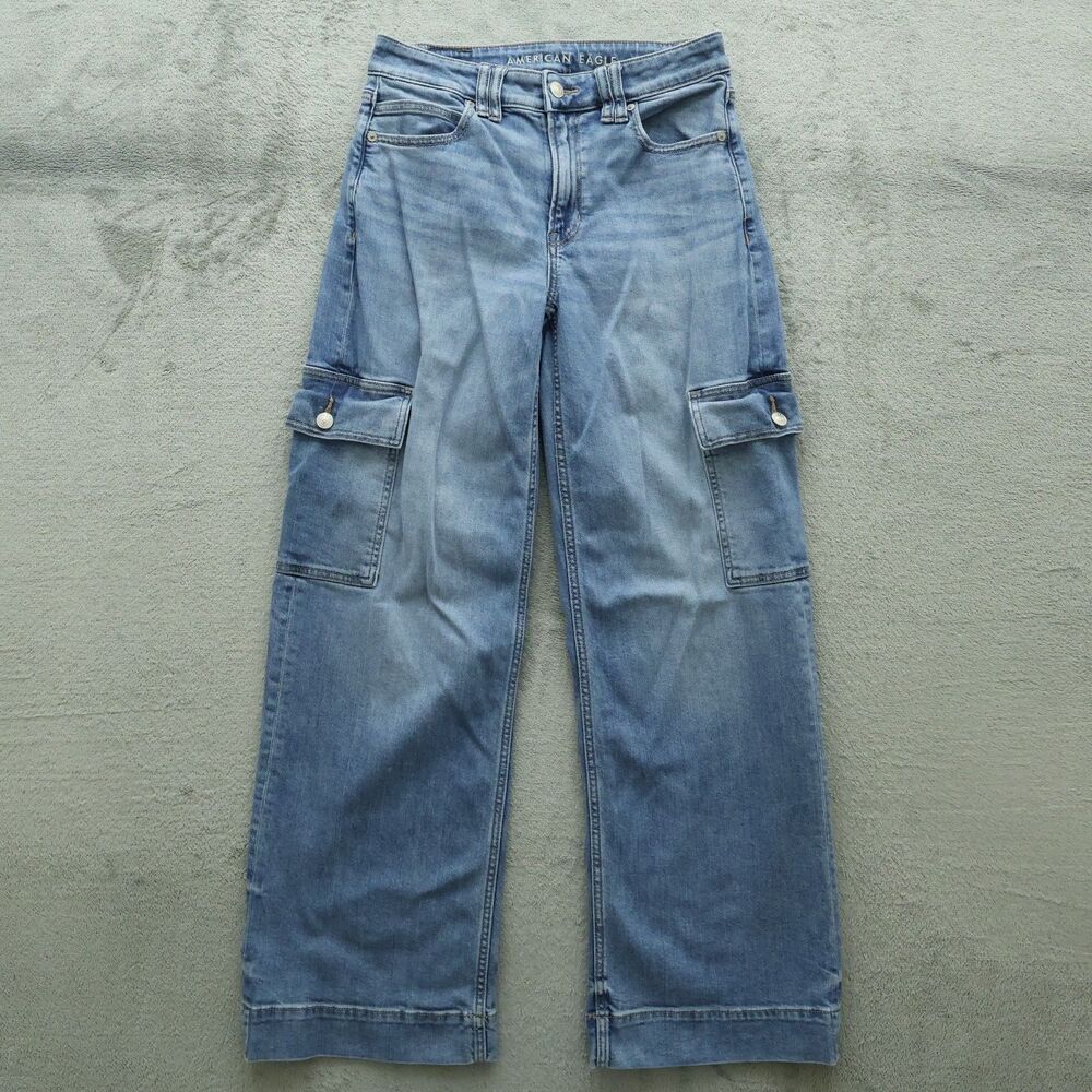American Eagle Jeans Women's 2R Super High-Rise Baggy Wide-Leg Denim 31" Inseam - Picture 12 of 16